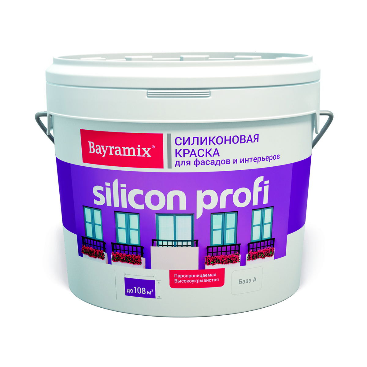 Краска для фасадов и интерьеров силиконовая "silicon profi" база a  0,9 л (1/18) "bayramix"