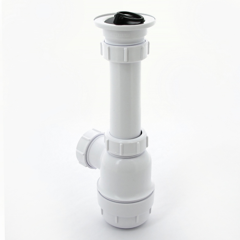 Сифон McALPINE бутылочный 1 1/2"х40 мм с выпуском 70 мм нерж. решетка пробкой выход компресс. D=40 м