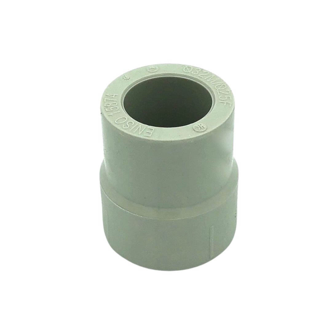 Муфта переходная 40 х 20 ВН ПП (PP-R100) под пайку серая HEISSKRAFT