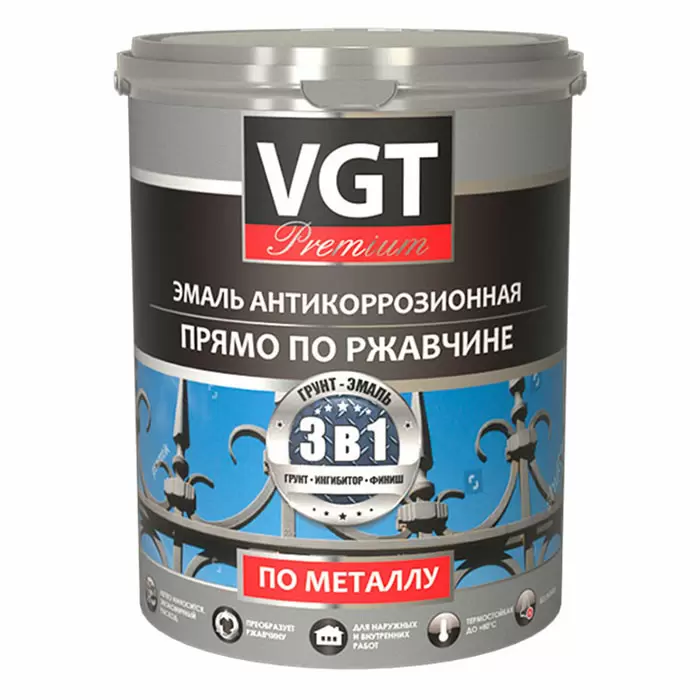 VGT ВД-АК-1179 Профи Эмаль по металлу, антикоррозионная, черная (0,6кг)