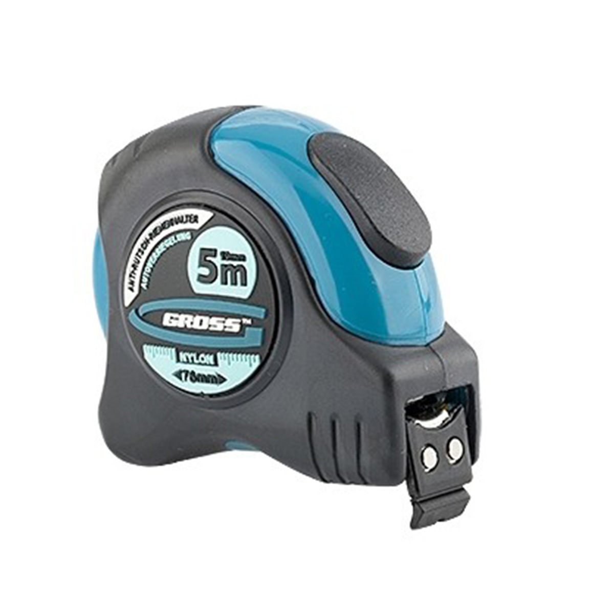 Рулетка "schlagfest" магнитный обрезин. зацеп, нейлон, двустор. шкала 5 м/19 мм (1/48) "gross"