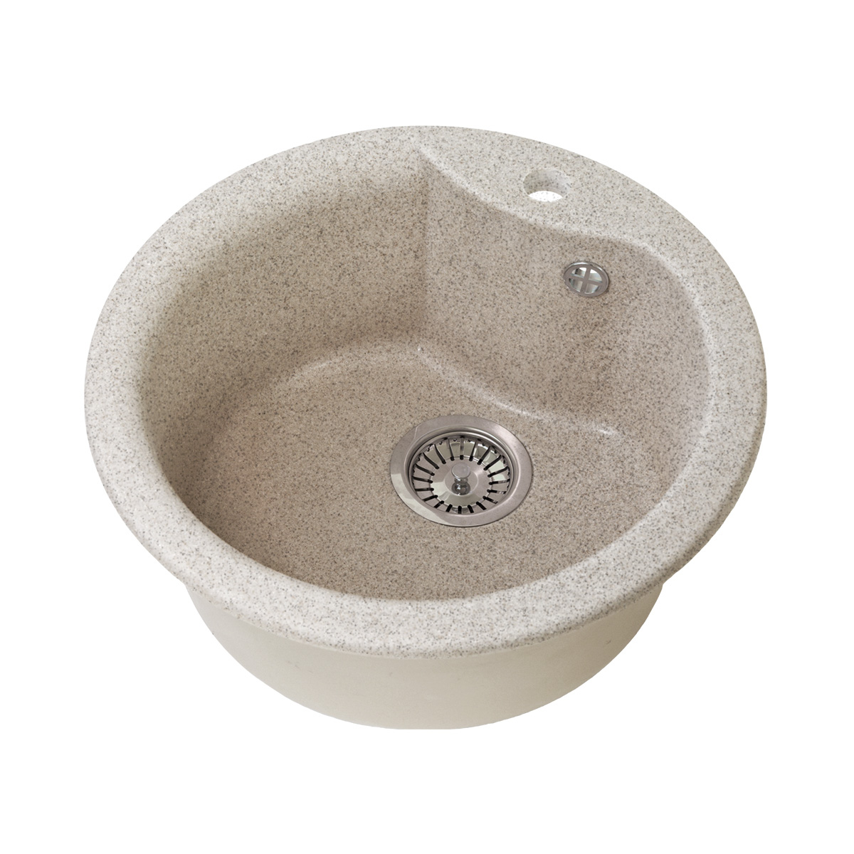 Мойка для кухни врезная искуств. камень gs-08s-302 d-480 мм песочная "granstones"