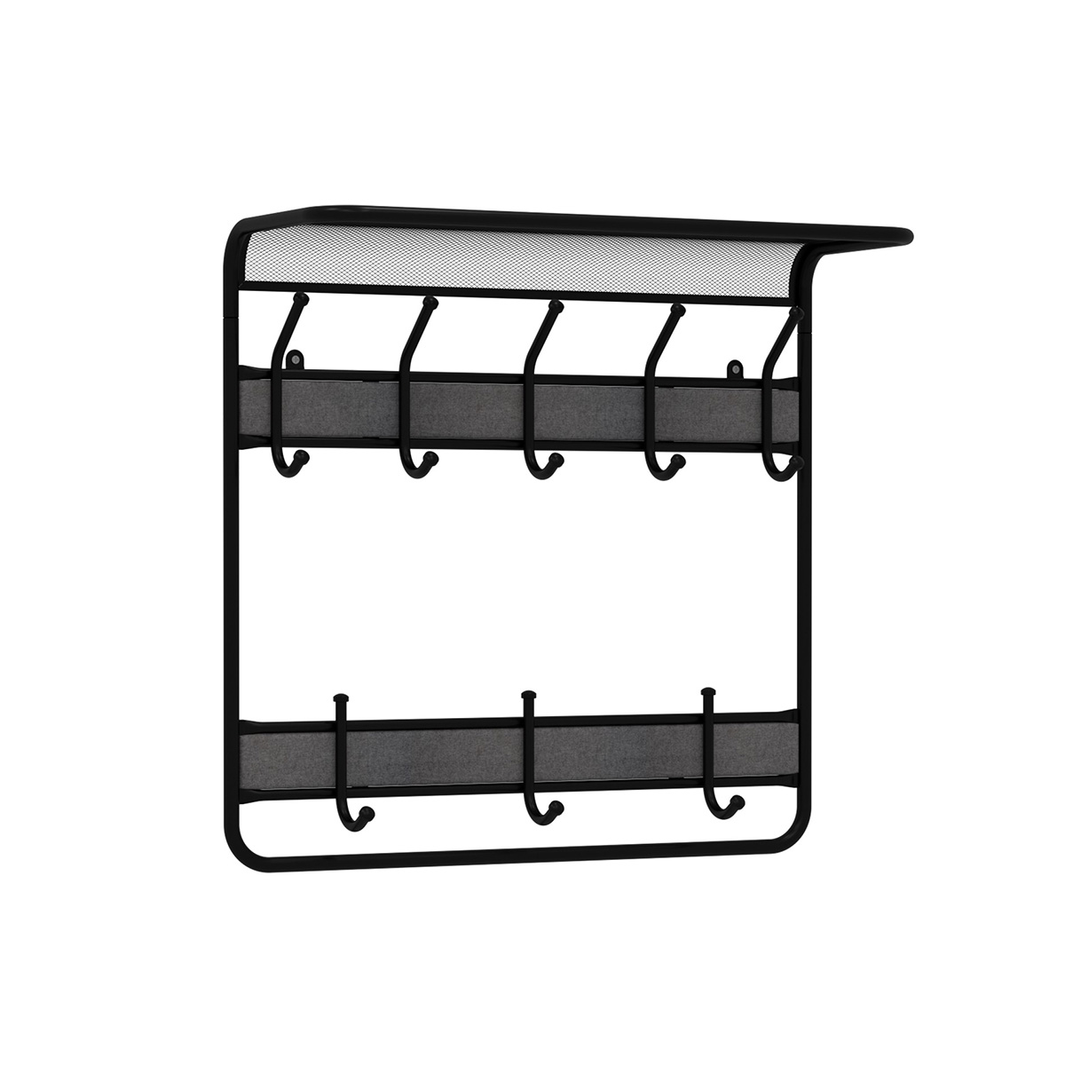 Вешалка настенная с полкой "гранада 22" (8 крючков) 600*220*580 мм графит (1) вспг22 гр
