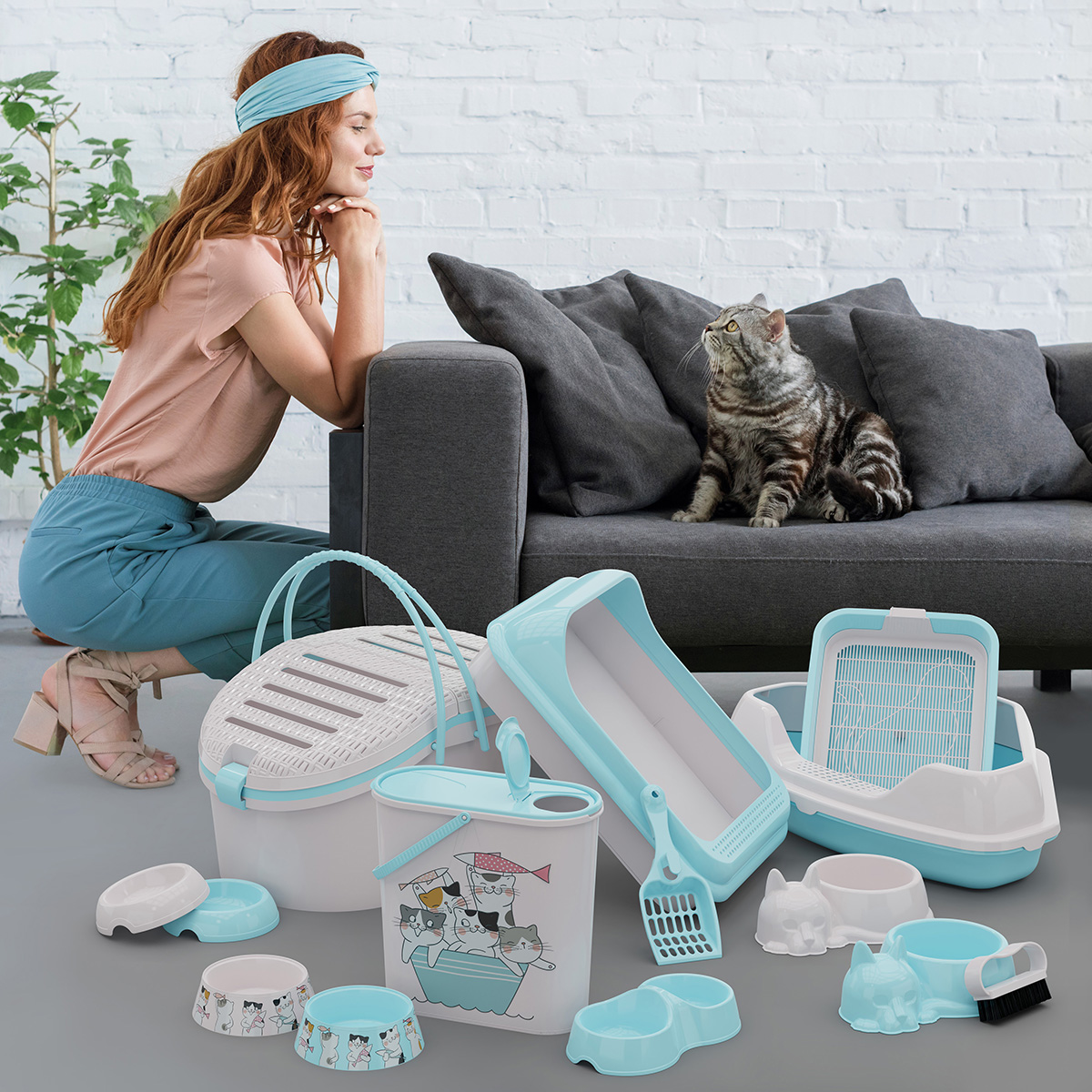 Корзина для переноски животных "мур-мяу" 45*37,5*41 см (светло-серая) (1/5) "альтернатива" м7846