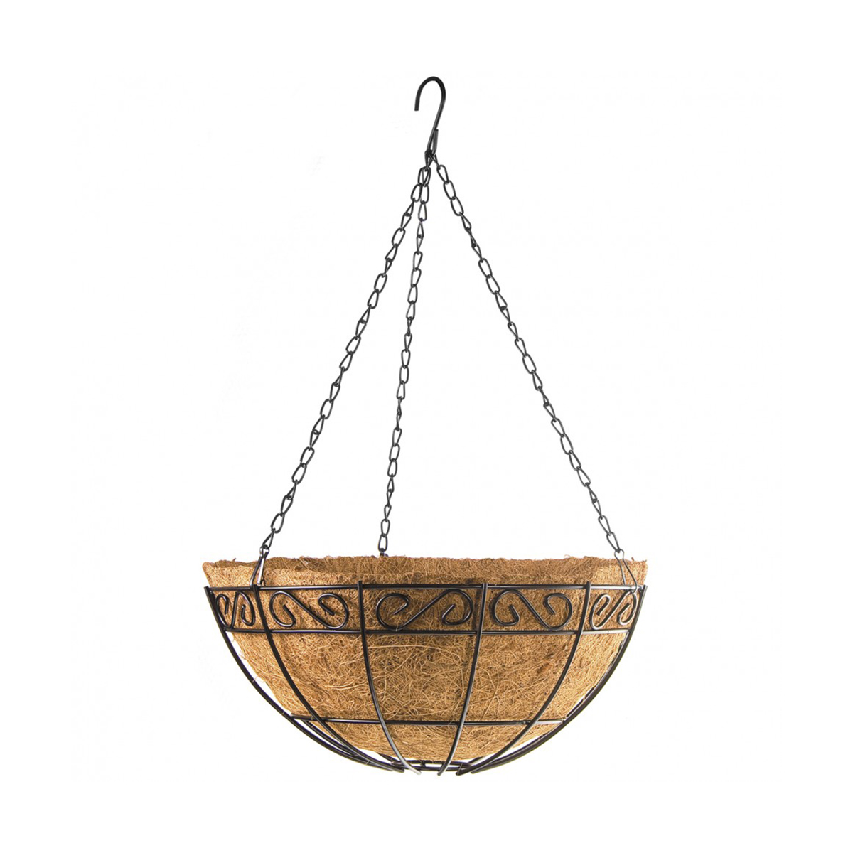 Кашпо для цветов подвесное d 300 мм, с кокосовой корзиной, с орнаментом (1/10) "palisad"