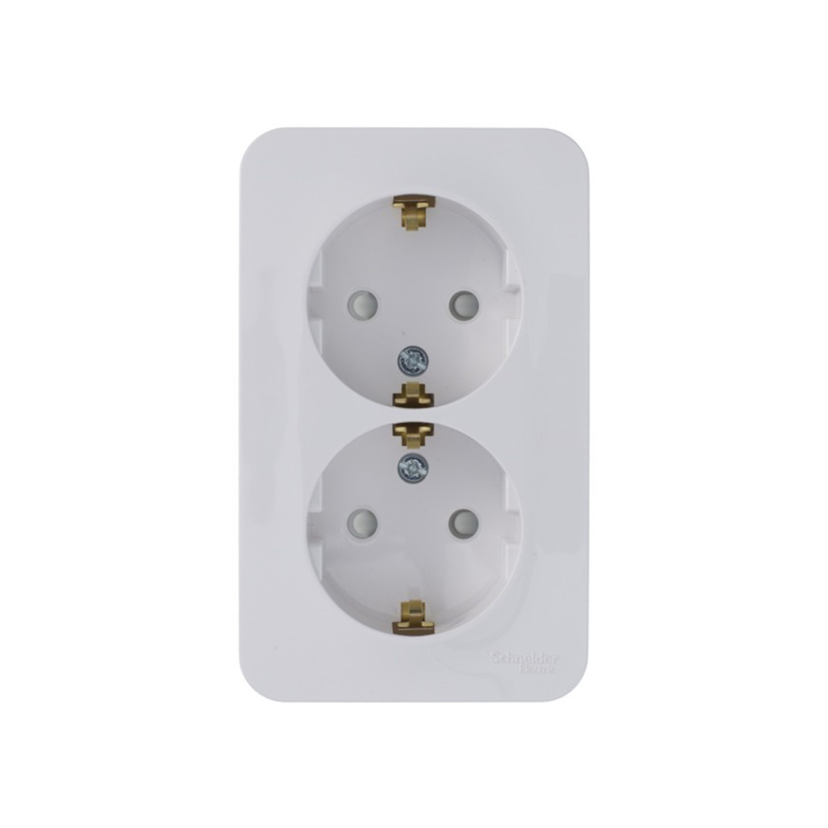 Розетка открыт. уст. "blanca" 2-х местн. с заземл, с шторками 16а, белый (1/8/48) "schneider"