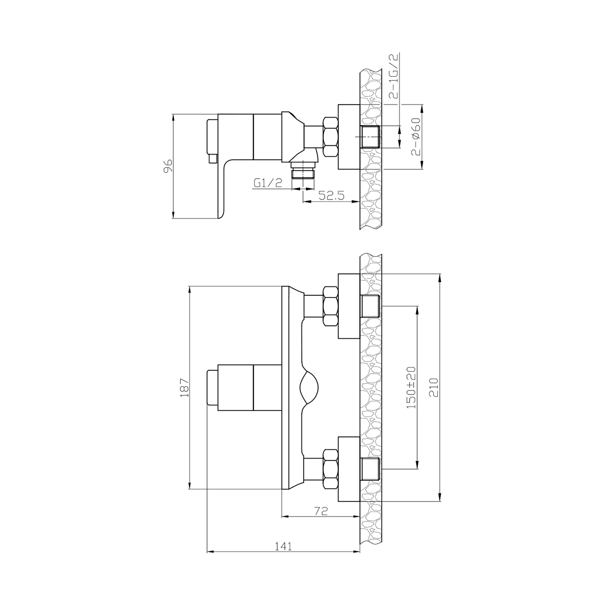 Смеситель для душа  rs50-41 термостат. (1/10) "rossinka"