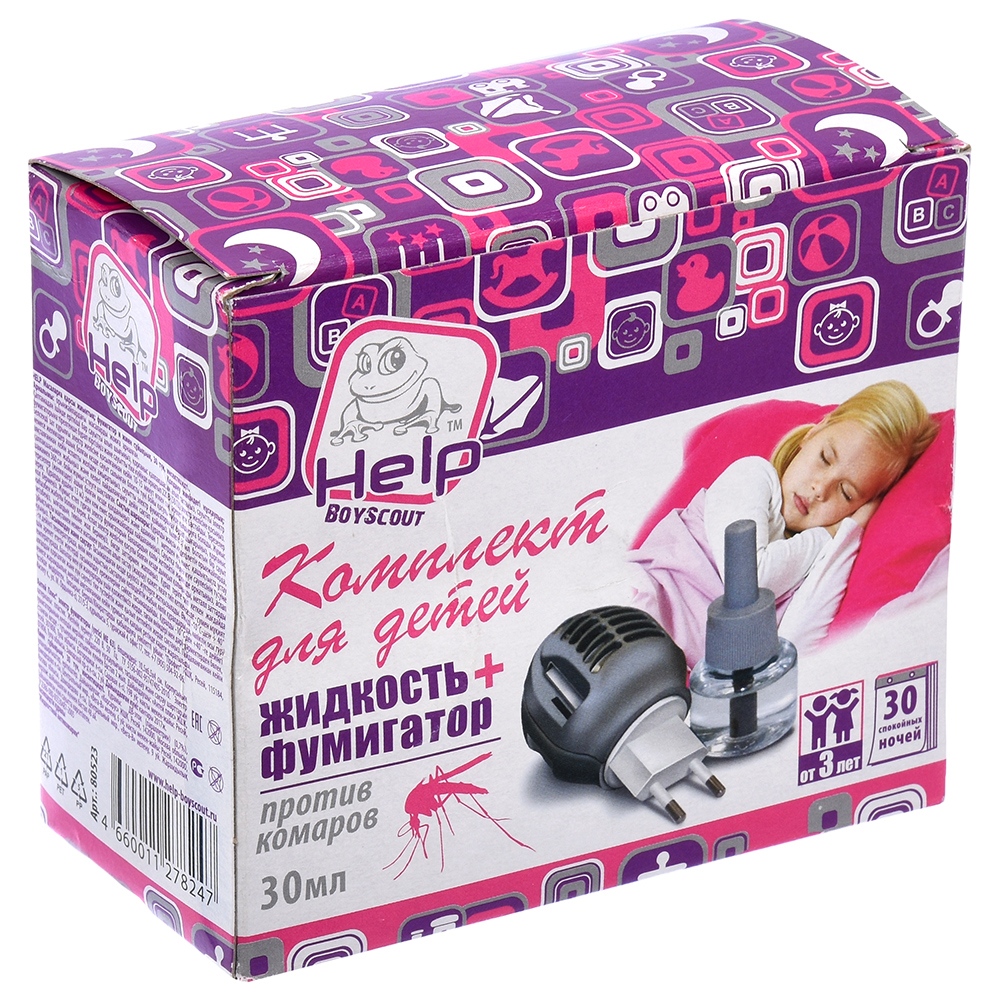 Средство от комаров комплект детский жидк. 30 ночей + фумигатор (1/24) "help" 80523