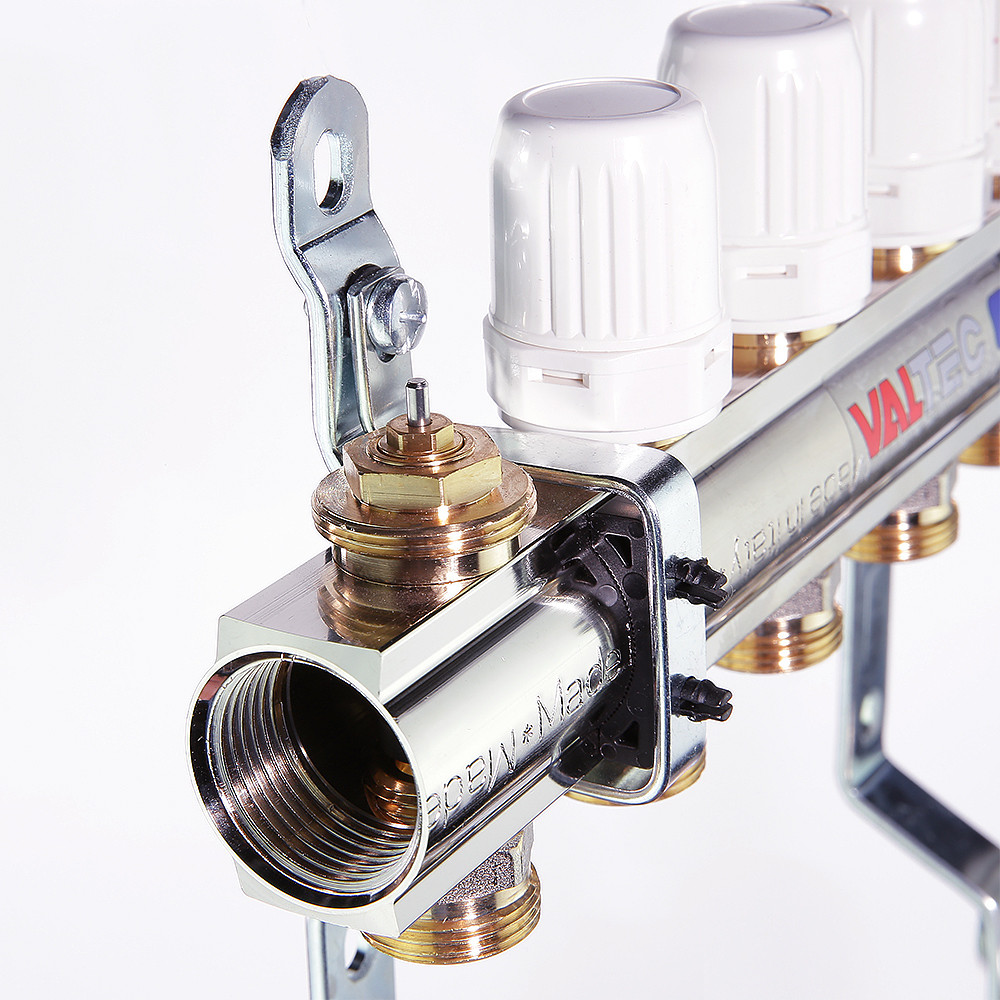 Колл. группа VALTEC 1" x 3/4" ЕК 5 выходов с балансировочными и термостатическими клапанами