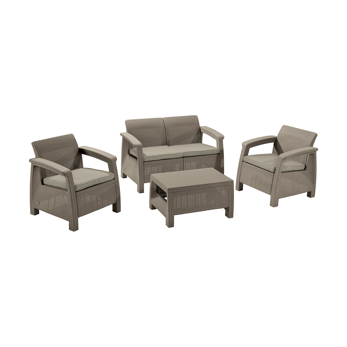 Комплект садовой мебели "corfu set" (стол, 2 кресла, диван) капучино "keter"