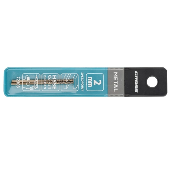 Сверло спиральное по металлу, 2 мм, HSS-Co, 2 шт Gross (72303)