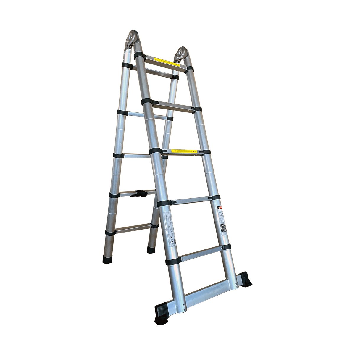 Лестница  двухсторонняя алюминиевая телескопическая с шарниром 5 ступеней (1) "алюмет"