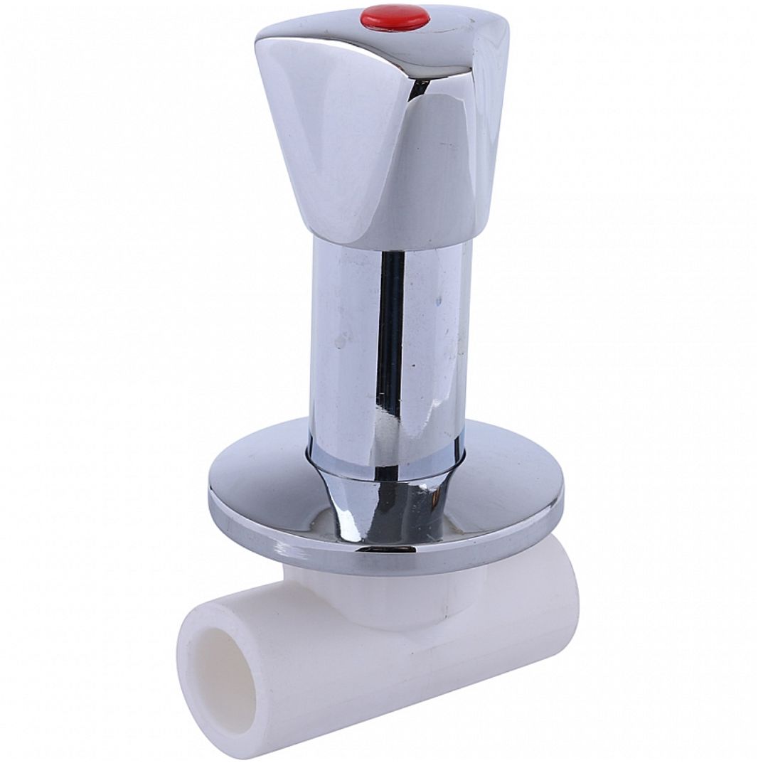 Кран вентильный KALDE 20 мм полипропиленовый PP под штукатурку хром удлиненный