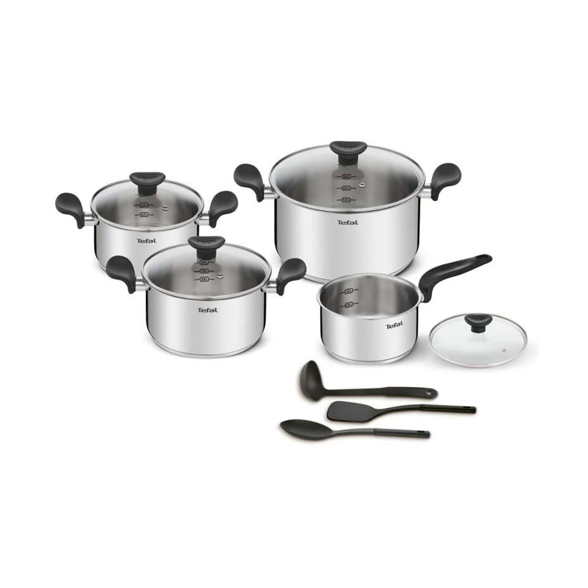 Набор посуды "primary" 11 предм. (ковш 16, кастрюли 18/20/24 с крышками, 3 аксес.) "tefal" e308sb74