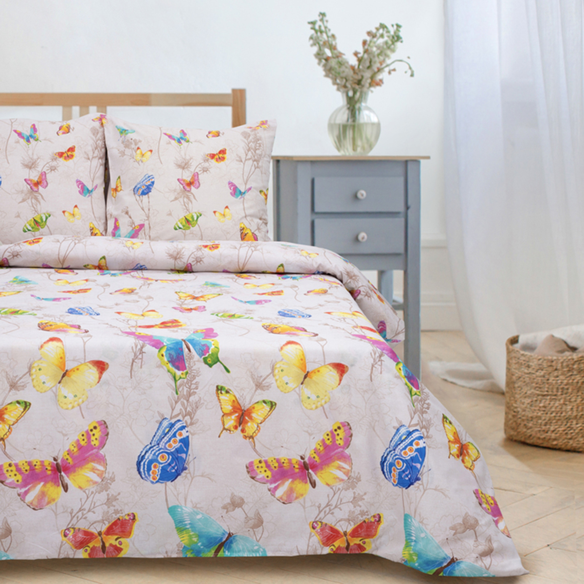 Постельное белье "этель" бабочки 2 сп. (поплин) (1/7) 1504621