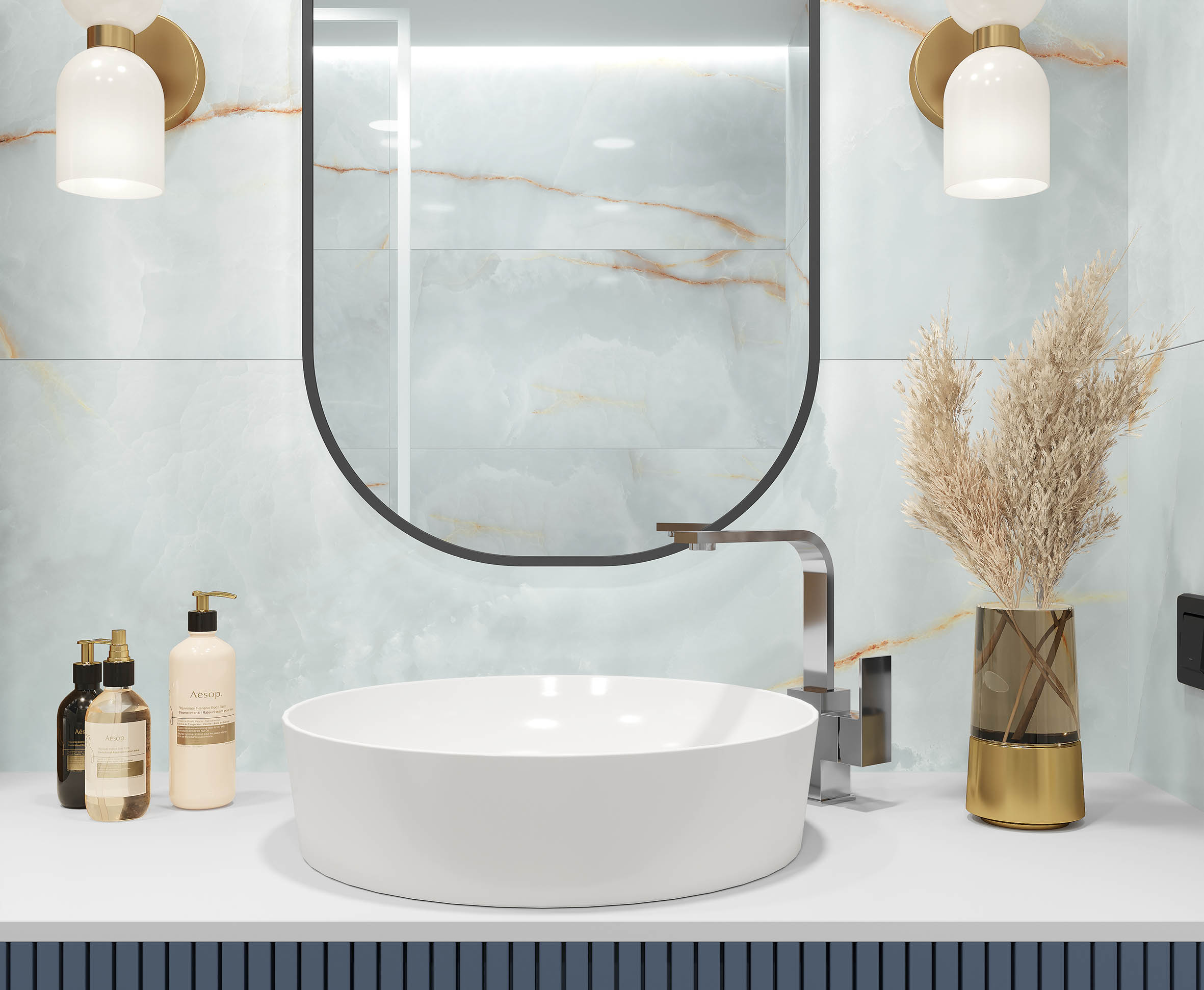 Onyx dawn sky керамогранит голубой полированный 60x120