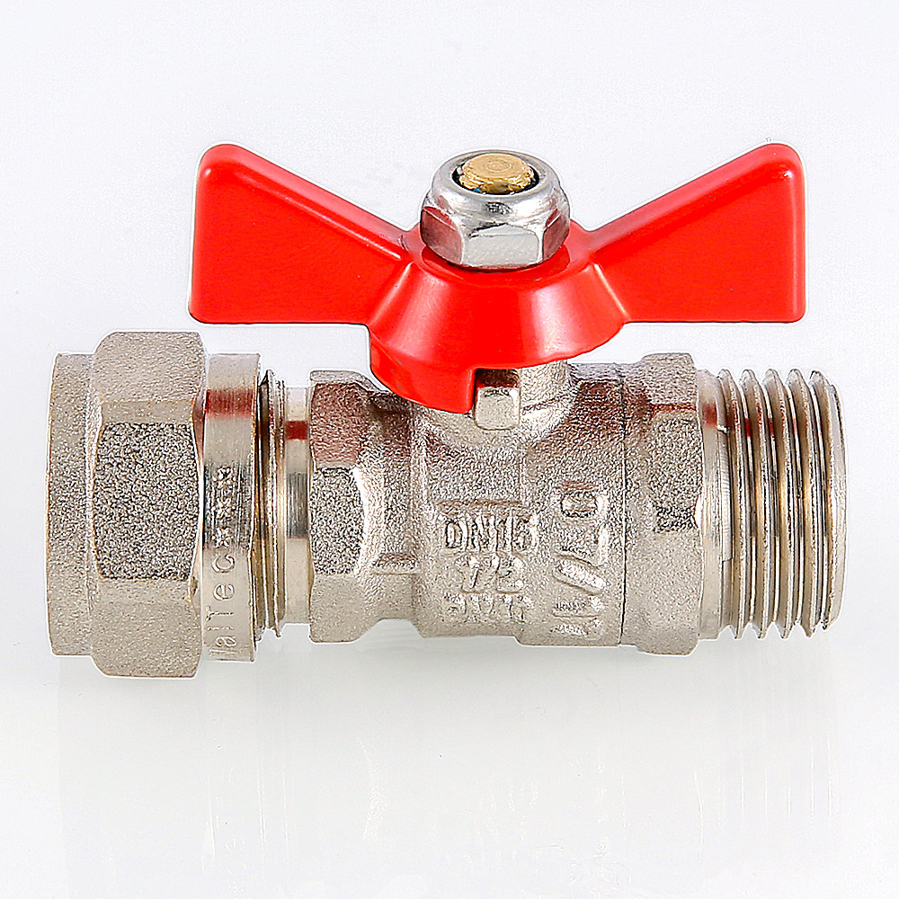 Кран шаровый VALTEC бабочка обжим НР редуцированный 16 х 1/2"