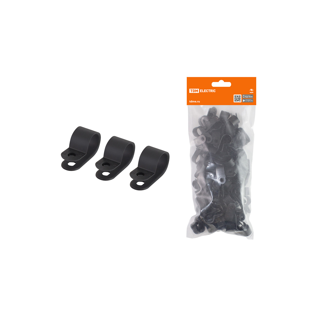 Скоба крепежная нейлон  скн-9 (набор 100 шт.), черная (1/15/75) tdm sq0514-0213