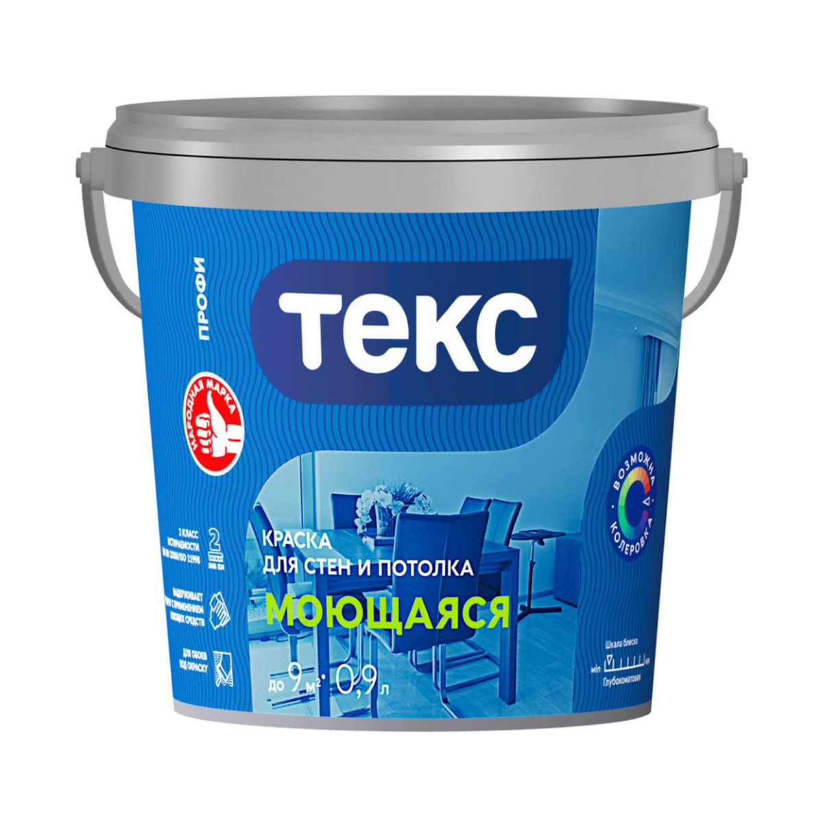 Краска в/д "профи" для стен и потолков моющаяся база a 0,9 л (18) текс