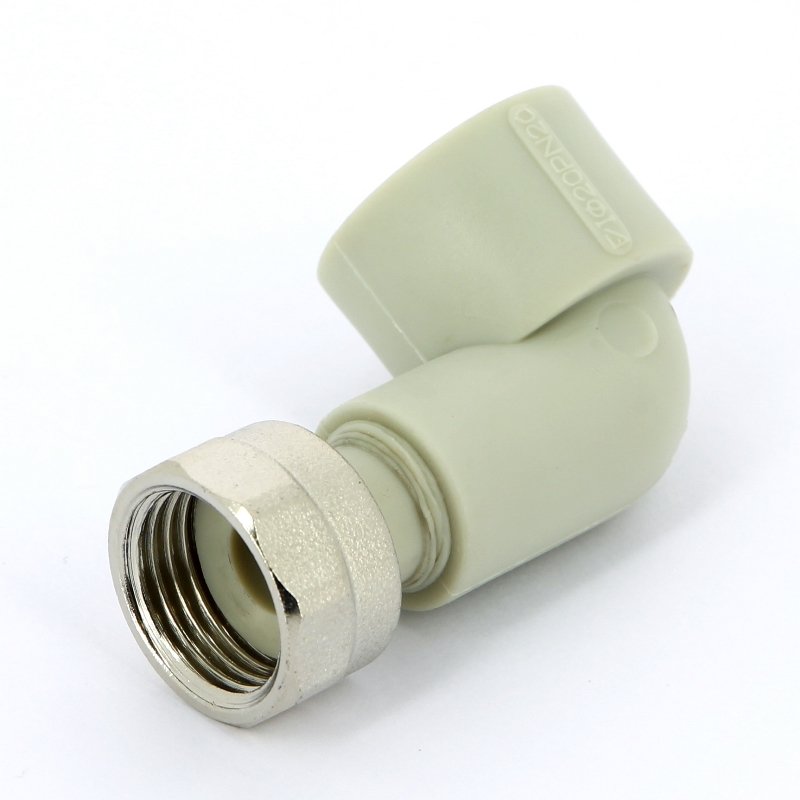 Угол с накидной гайкой 20 х 1/2" (ВР) полипропилен PP-R FV-PLAST серый