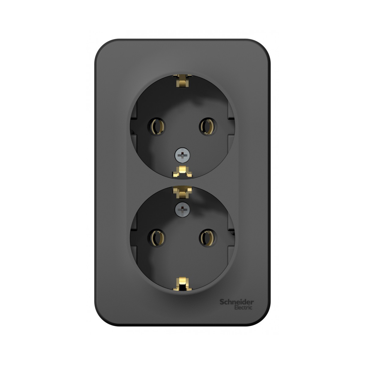 Розетка открыт. уст. "blanca" 2-х местн. с заземл. 16а, антрацит (1/8/16) "schneider"