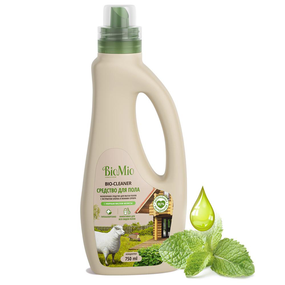 Средство для мытья полов "bio-cleaner" (мелисса) концентрат 750 мл (1/8) biomio