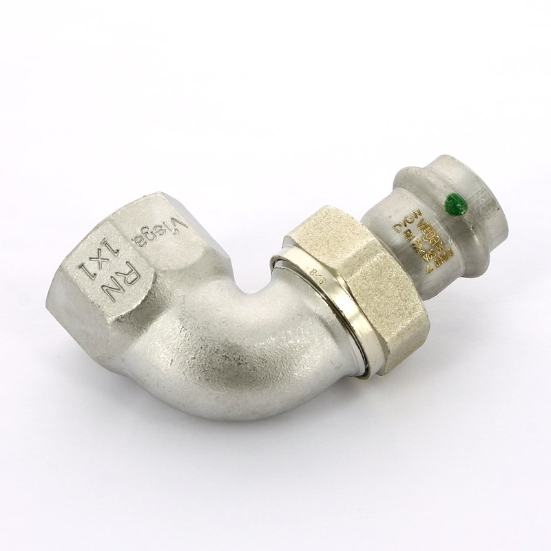 Угол разъемный пресс-В компактный 22x1" нержавеющая сталь Sanpress Inox VIEGA