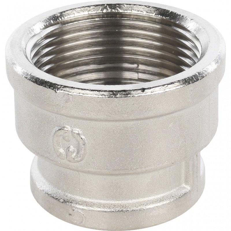 Муфта резьбовая переходная 1"1/4 x 1/2" ВР никель STOUT