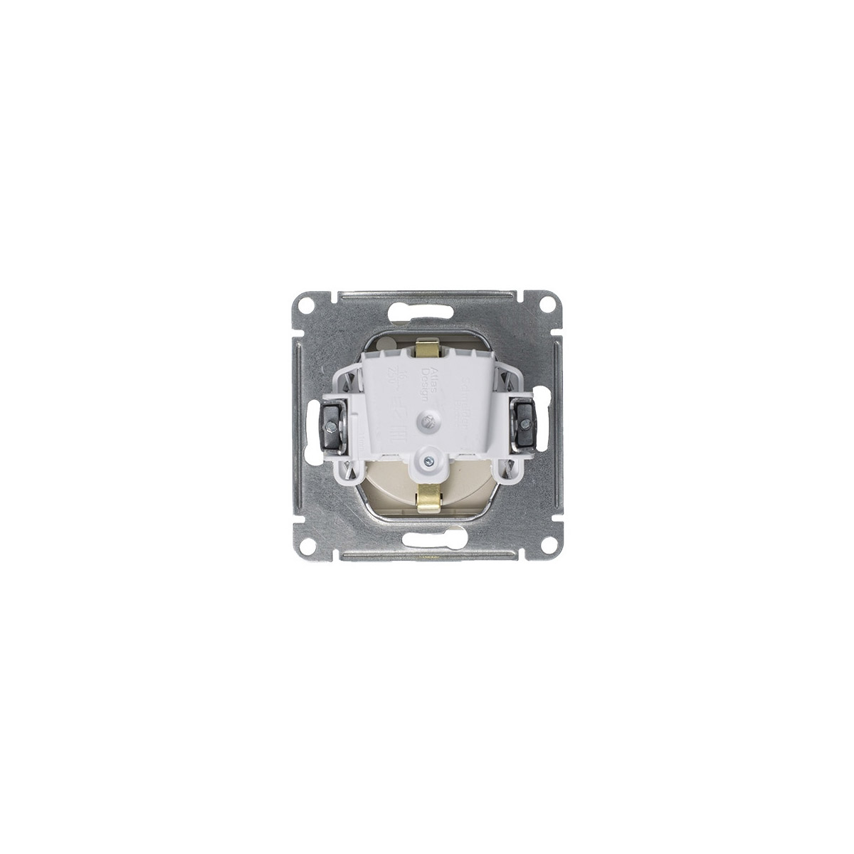 Розетка "atlasdesign" 1 местн. с заземл, с штор, с крыш (механизм) 16а, алюм. (1/10/60) "schneider"