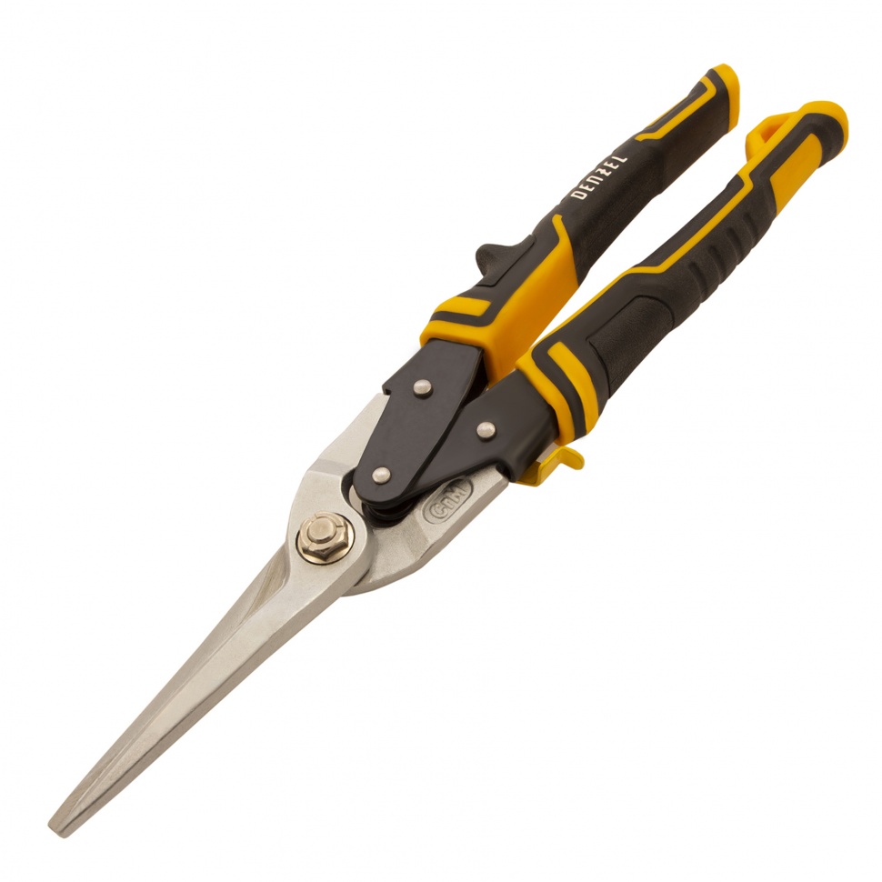Ножницы по металлу, 315 мм, прямой проходной рез, сталь-CrMo, трехкомпонентные рукоятки Denzel (78373)
