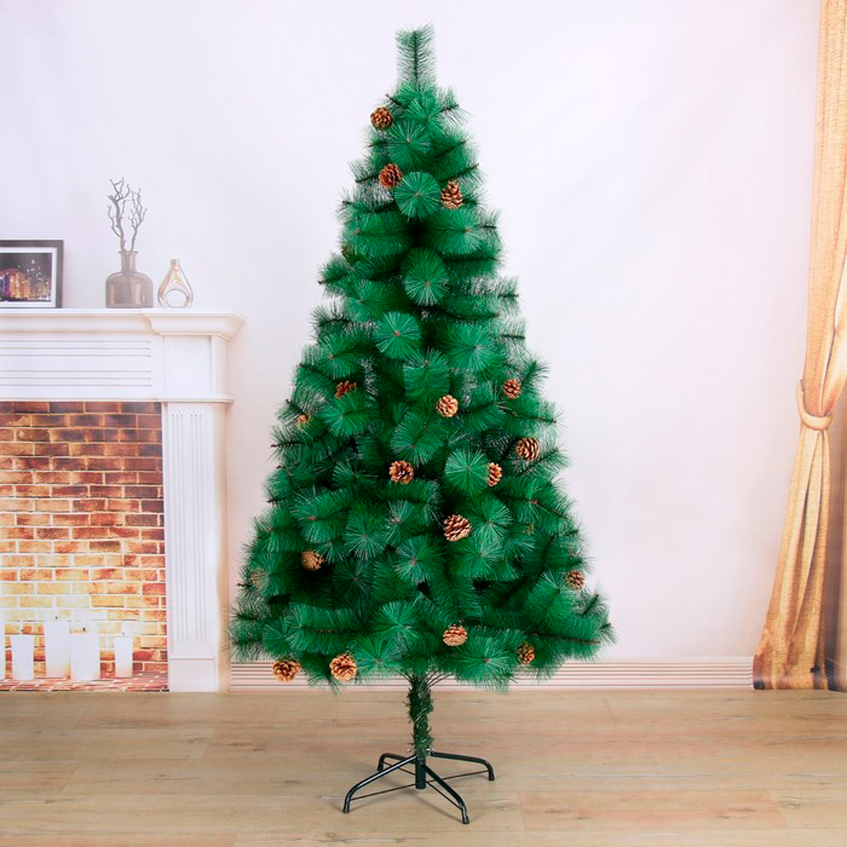 Кедр декор. с шишками 180 см, 235 веток (зеленый) "зимнее волшебство" 701408