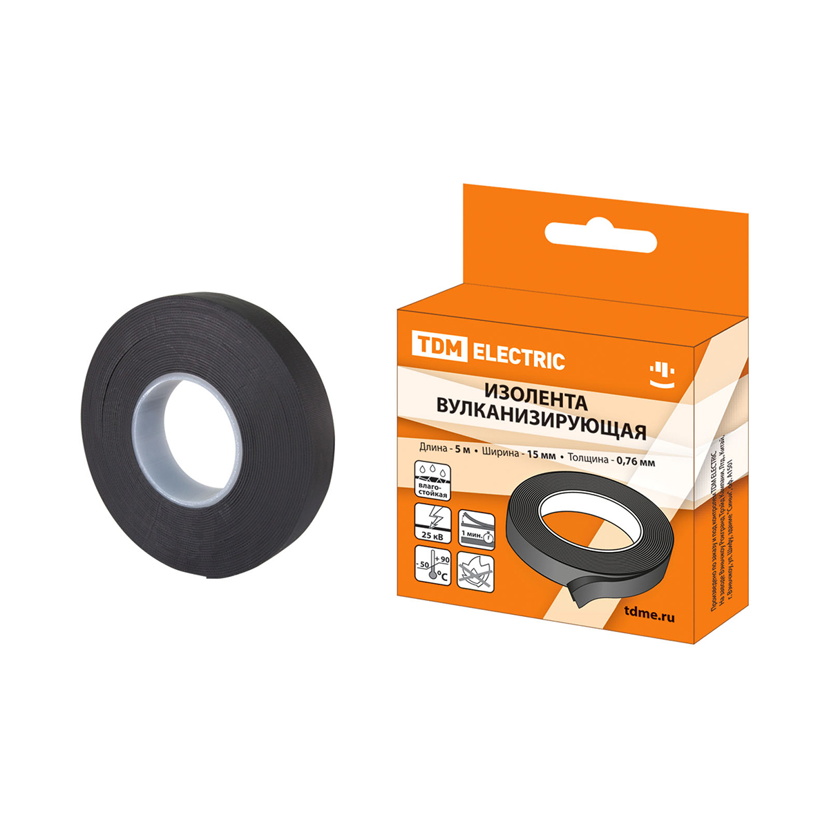 Изолента вулканизирующая 15 мм х 5 м (1/100) tdm sq0526-0601