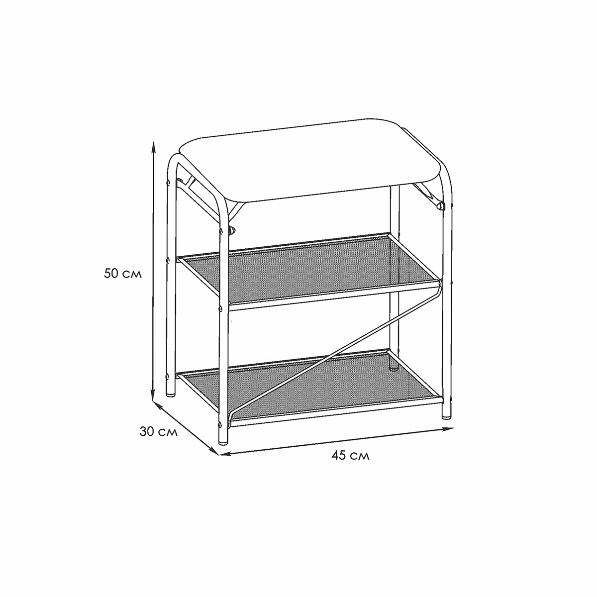 Подставка для обуви "гранада 13" 3 полки (300*450*500 мм) черный (1) пдог13с ч