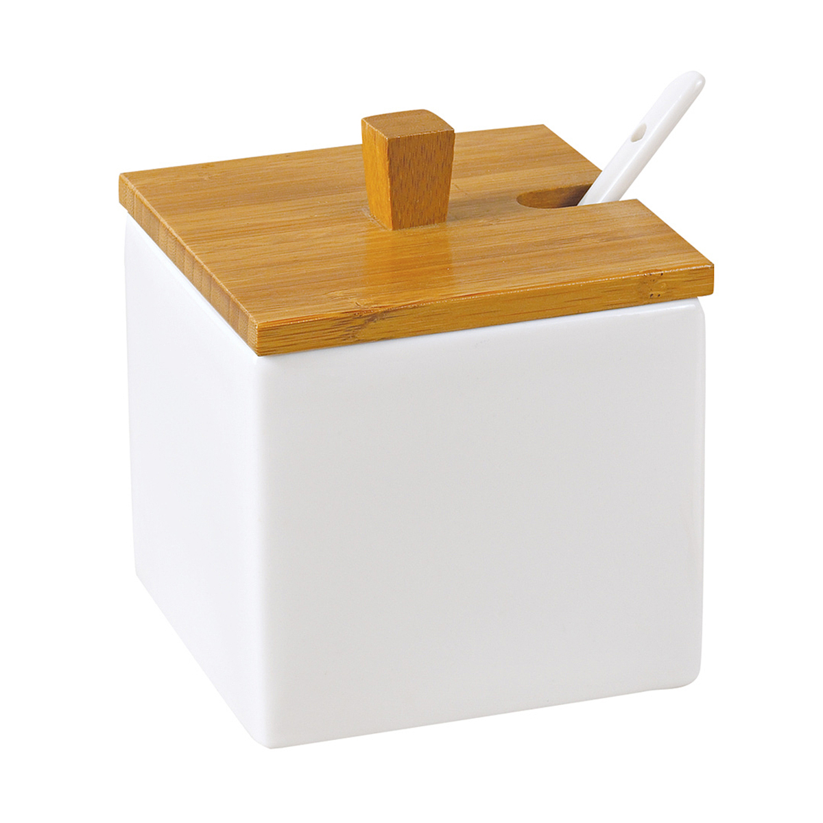 Банка для сыпучих продуктов Nouvelle Home Naturel, фарфоровая, с ложкой, 11 x 11 x 12 см, 850 мл