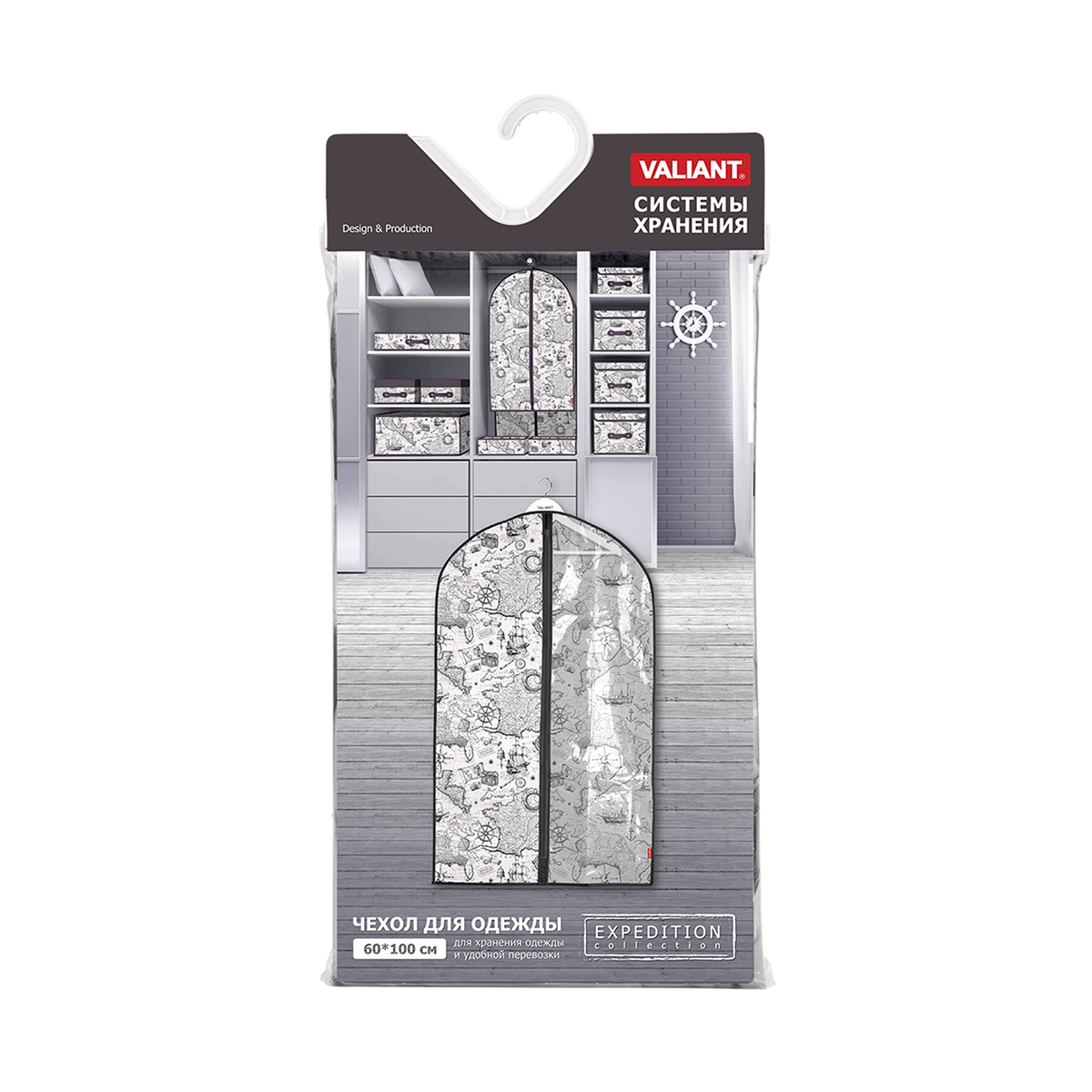 Чехол для одежды "expedition" 60*100 см с прозрачной вставкой (1/36) "valiant" ex-cw-100