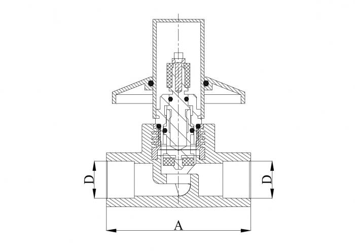 Клапан равнопроходной под штукатурку 20 мм ПП (PP-R100) серый HEISSKRAFT LAGUNA
