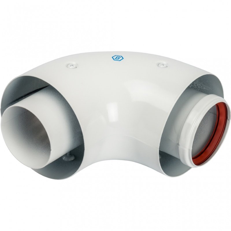 Угол 90° D=60 х 100 с хомутом для коаксиального дымохода STOUT