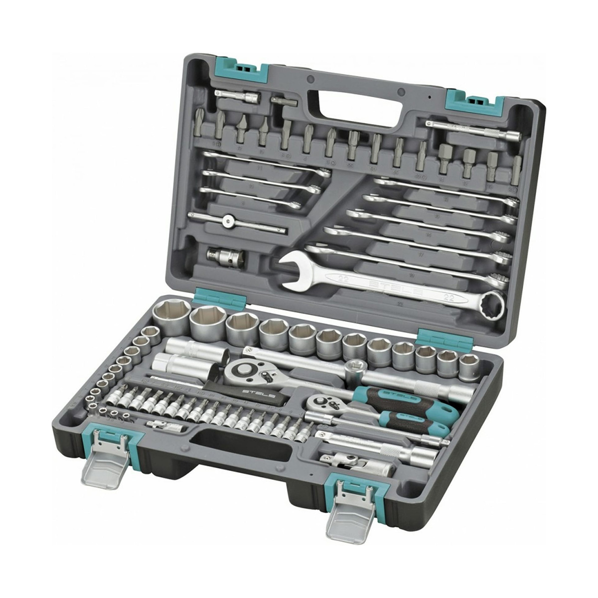 Набор инструментов для автомобиля 1/2", 1/4", crv, в кейсе  (82 предм.) (1/3) "stels"
