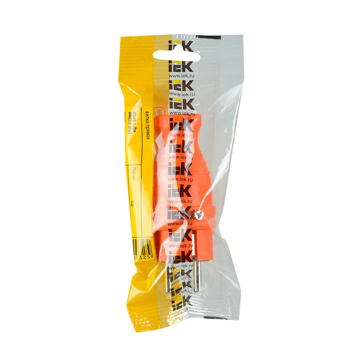 Вилка прямая с заземл. "омега" вбп3-1-0м, ip44, оранжевый (1/30/180) "iek"