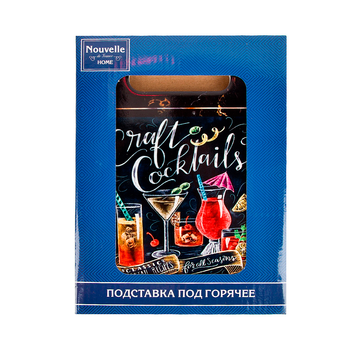 Подставка под горячее керамика/ пробка "cocktails" 15*20 см (1/48) "nouvelle home" 4730193
