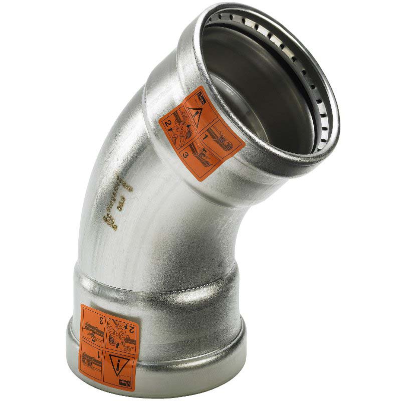 Угол 45° пресс 108 нержавеющая сталь Sanpress Inox XL VIEGA