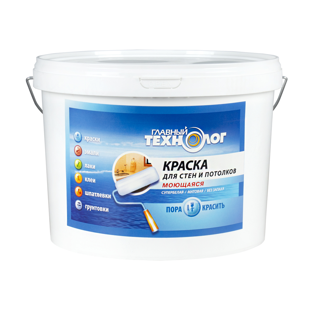 Краска для стен и потолков моющаяся супербелая 14 кг (1) "нбх" главный технолог