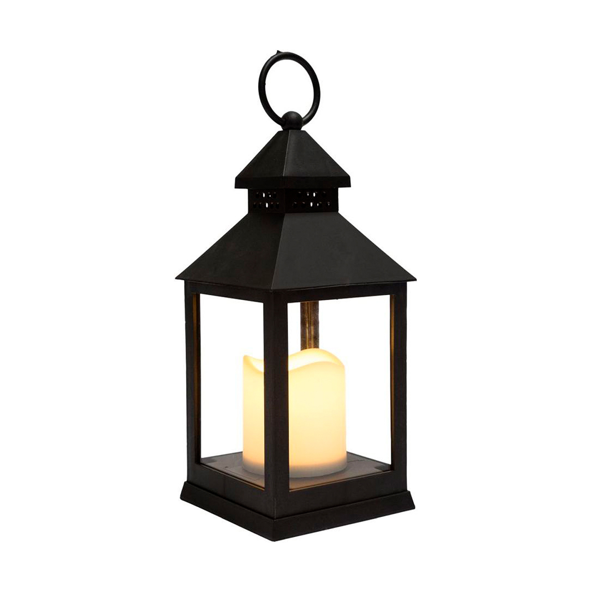 Фонарь декор. со свечой 10,5*10,5*24 см, черный, теплый белый свет (1/16) "neon-night" 513-051