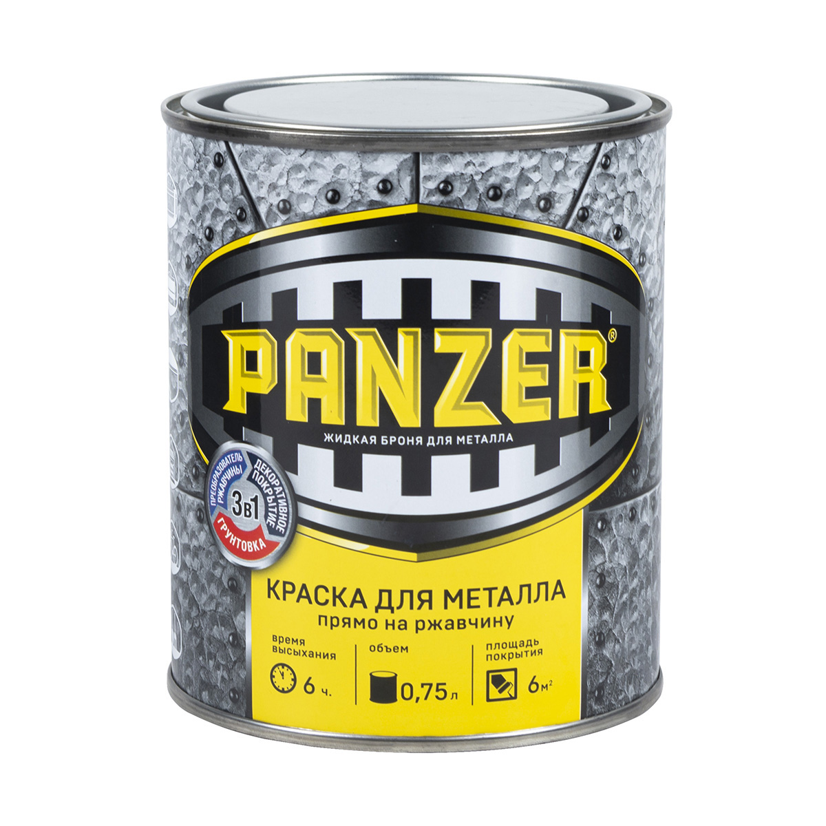 Краска "panzer" для металла  молотковая  медная 0,75 л (1/6)