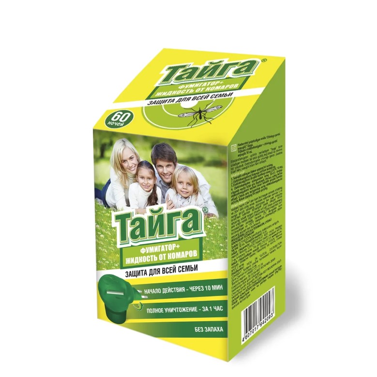 Средство от комаров комплект жидкость 60 ночей "тайга" + фумигатор (1/12)