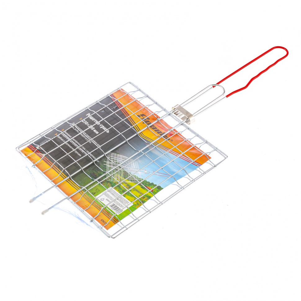 Решетка-гриль 230 x 230 мм, хромированная, PVC рукоятка Sparta (69635)