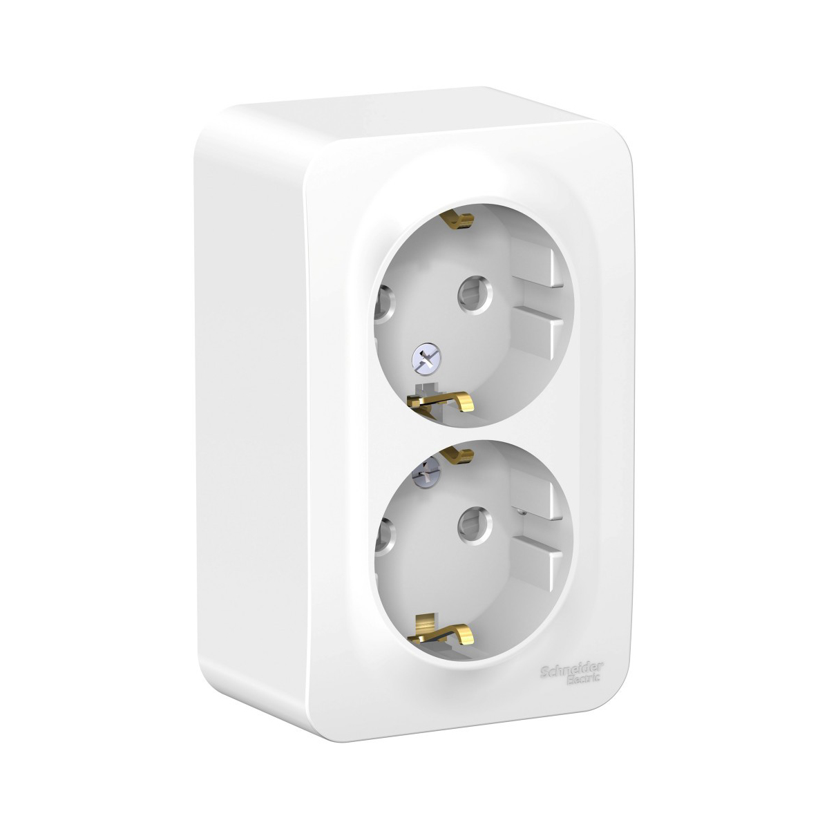 Розетка открыт. уст. "blanca" 2-х местн. с заземл, с шторками 16а, белый (1/8/48) "schneider"