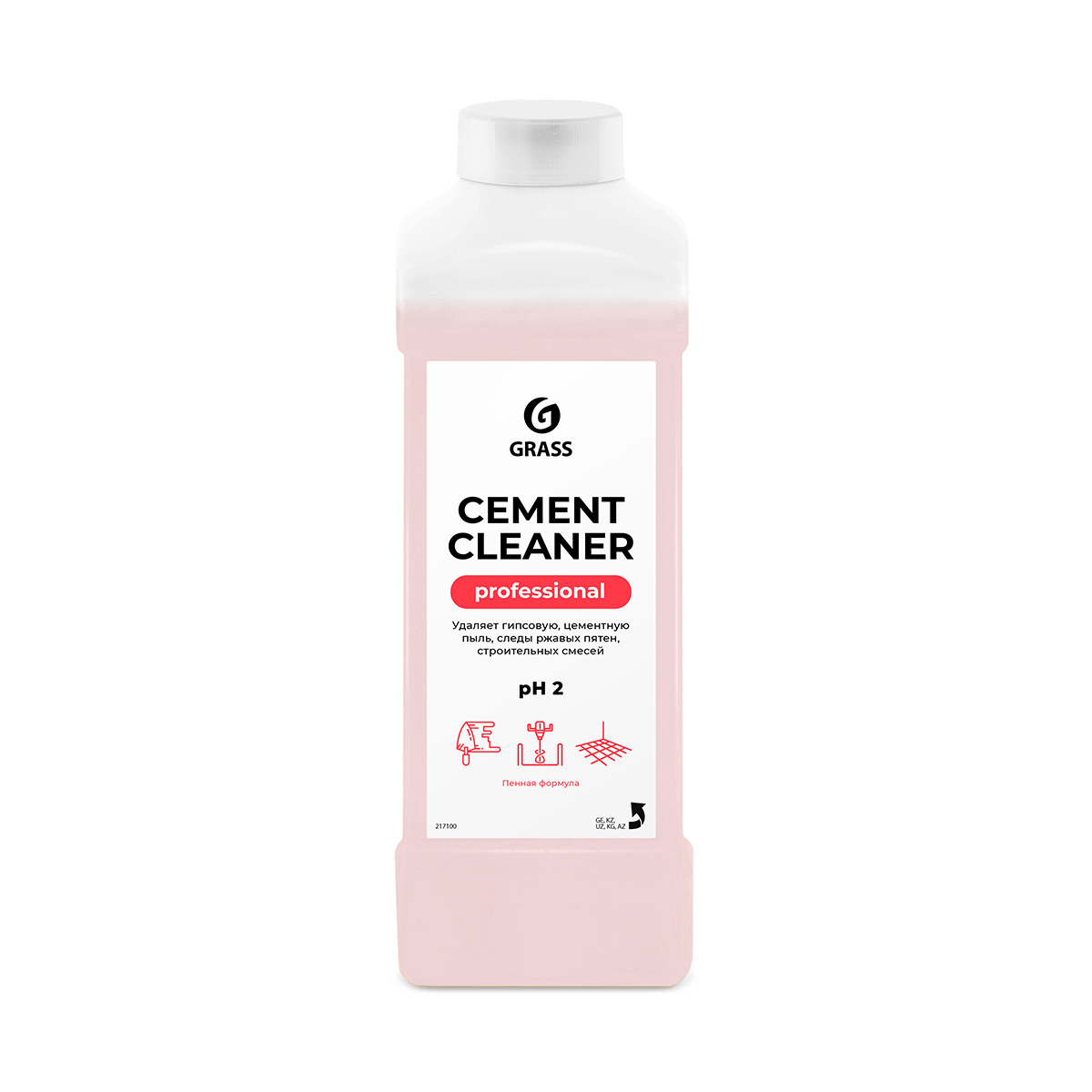 Очиститель после ремонта "cement cleaner" 1 л (кислотное) для удаления остат. цемента (1/12) "grass"