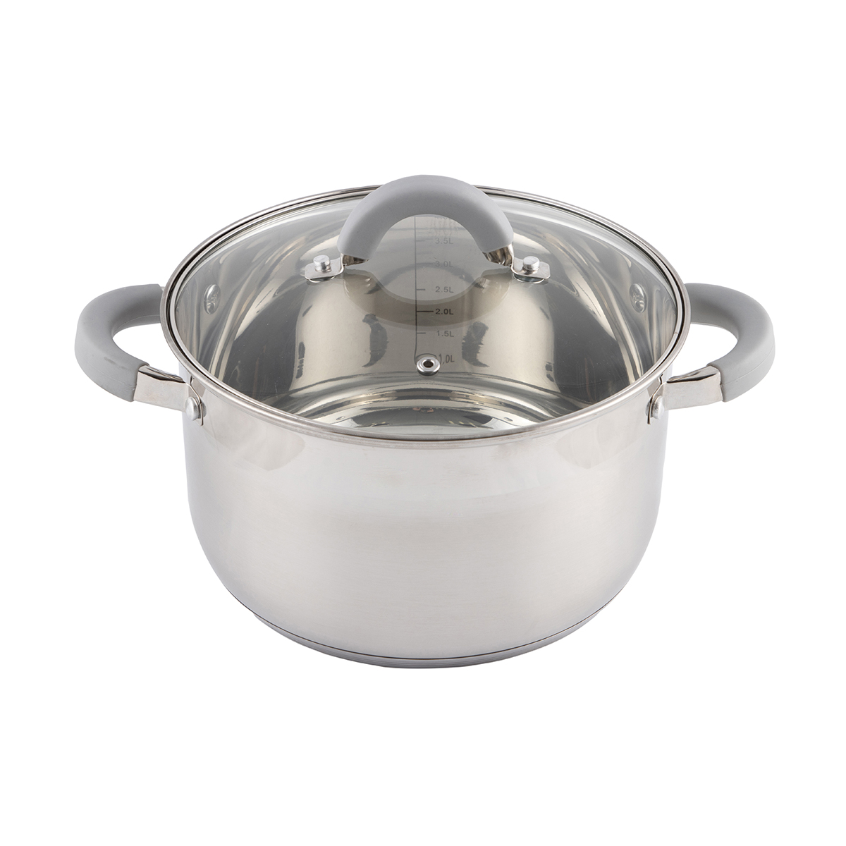 Кастрюля нержав. "felicità" 3,9 л стекл. крышка, 20*12,5 см (1/6) "mallony"