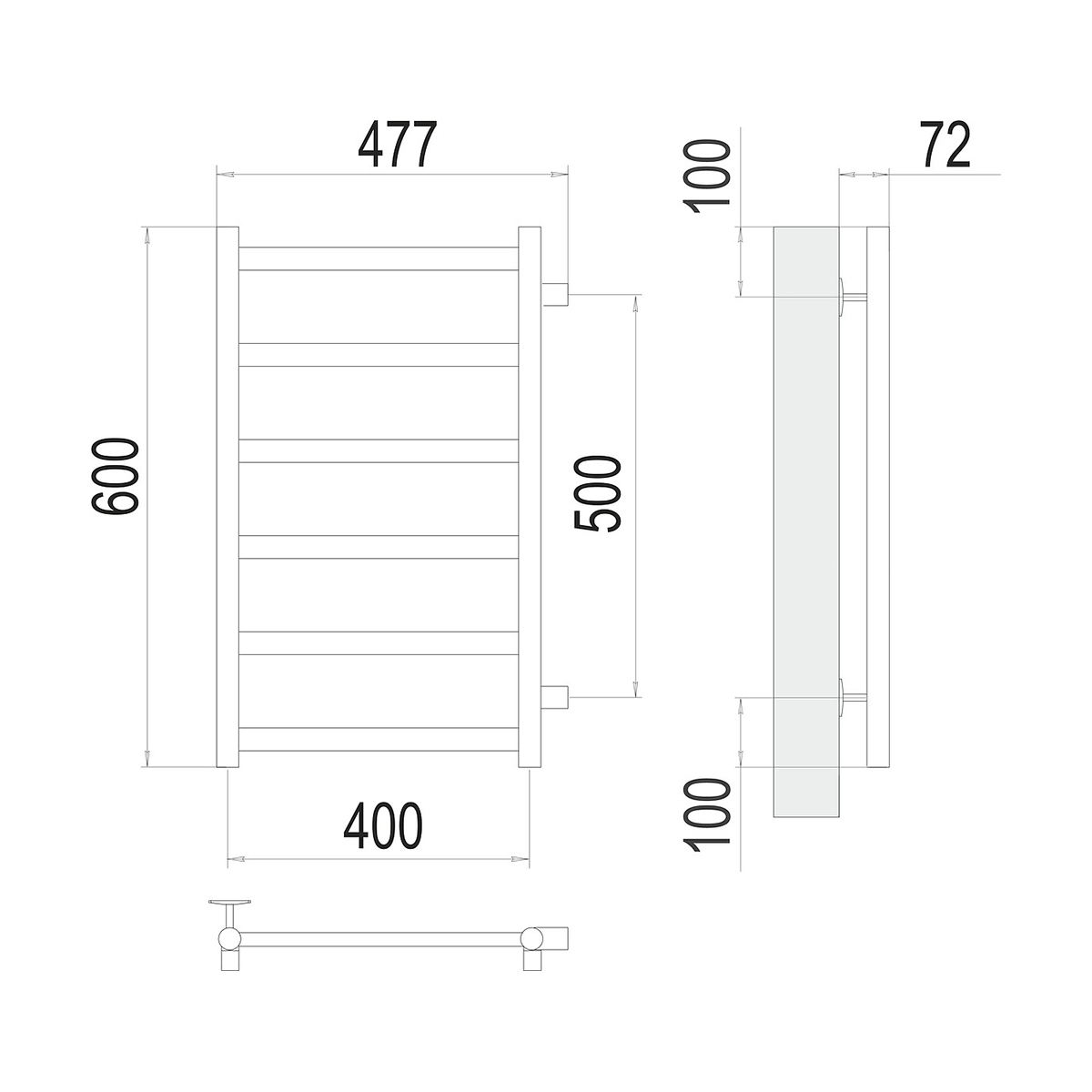 Полотенцесушитель водяной "аврора" п6 400*600 (хром) "terminus"